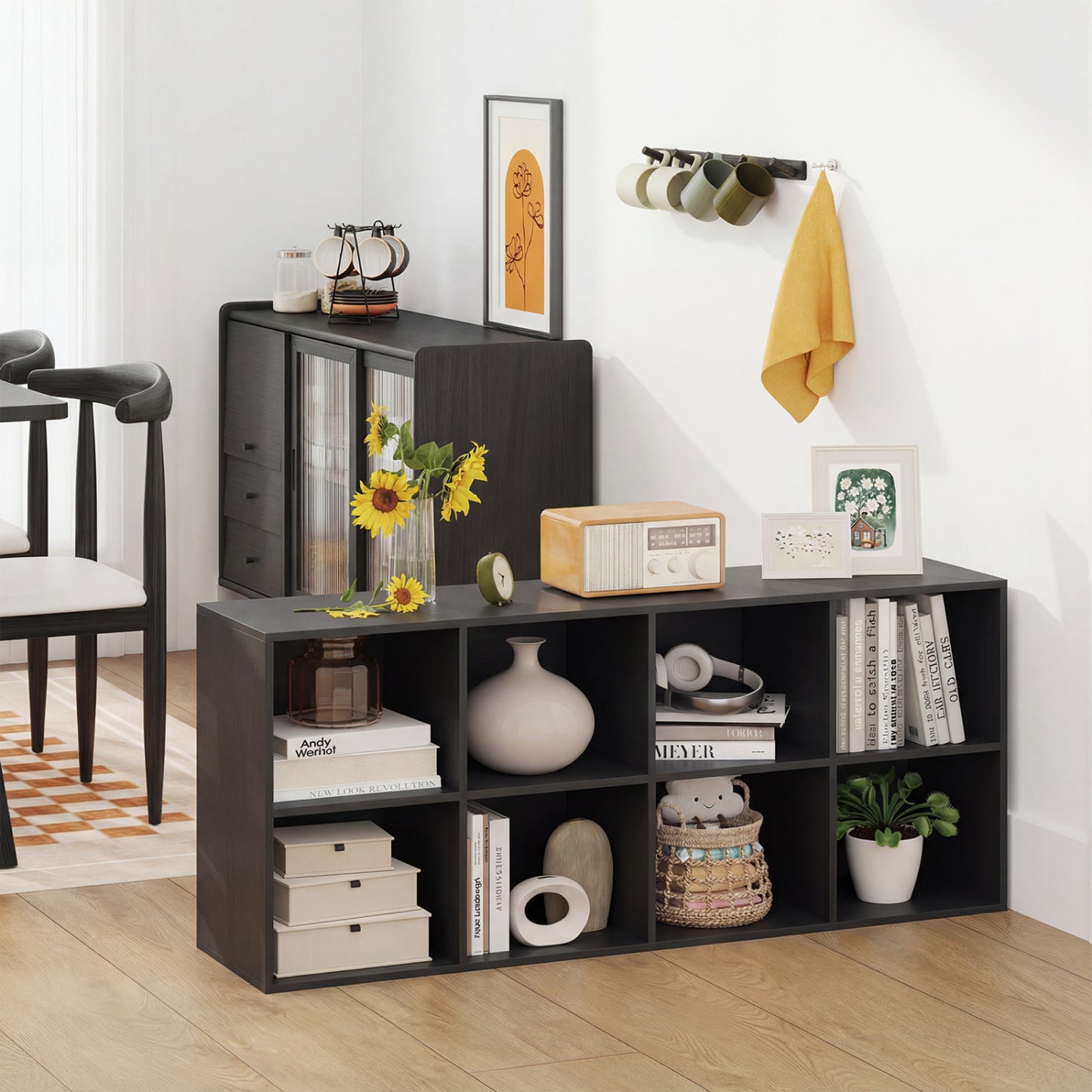 8-Cube Bookcase Bookshelf, Storage Organizer, Black Bookcases at Gallery Canada