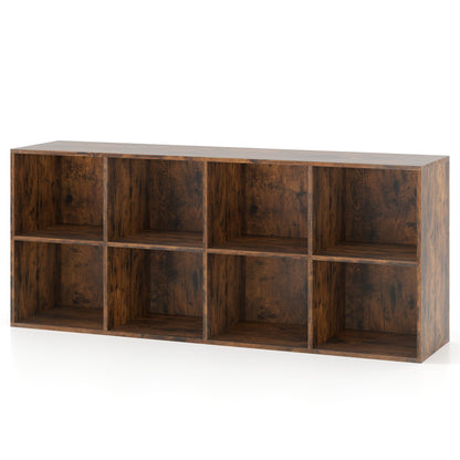 8-Cube Bookcase Bookshelf, Storage Organizer, Rustic Brown