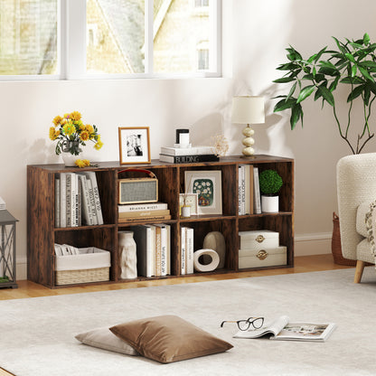 8-Cube Bookcase Bookshelf, Storage Organizer, Rustic Brown