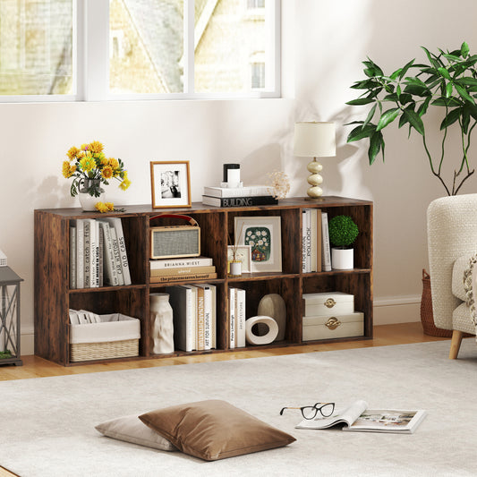 8-Cube Bookcase Bookshelf, Storage Organizer, Rustic Brown Bookcases Rustic Brown at Gallery Canada