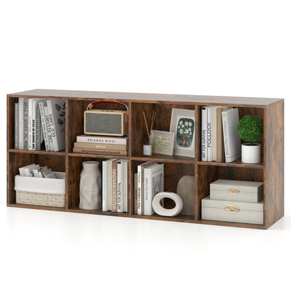 8-Cube Bookcase Bookshelf, Storage Organizer, Rustic Brown