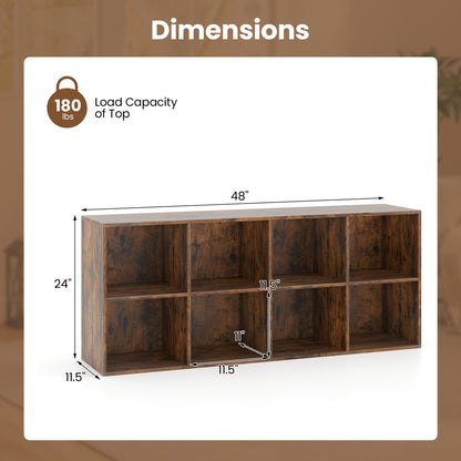8-Cube Bookcase Bookshelf, Storage Organizer, Rustic Brown