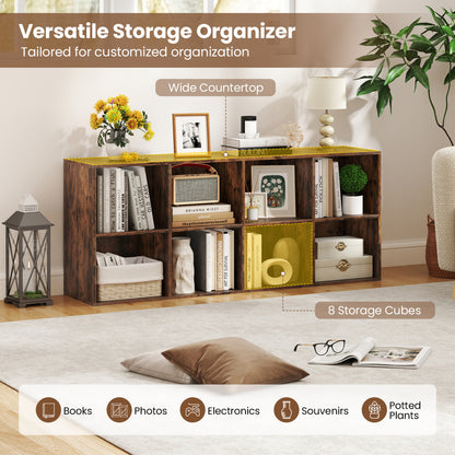 8-Cube Bookcase Bookshelf, Storage Organizer, Rustic Brown