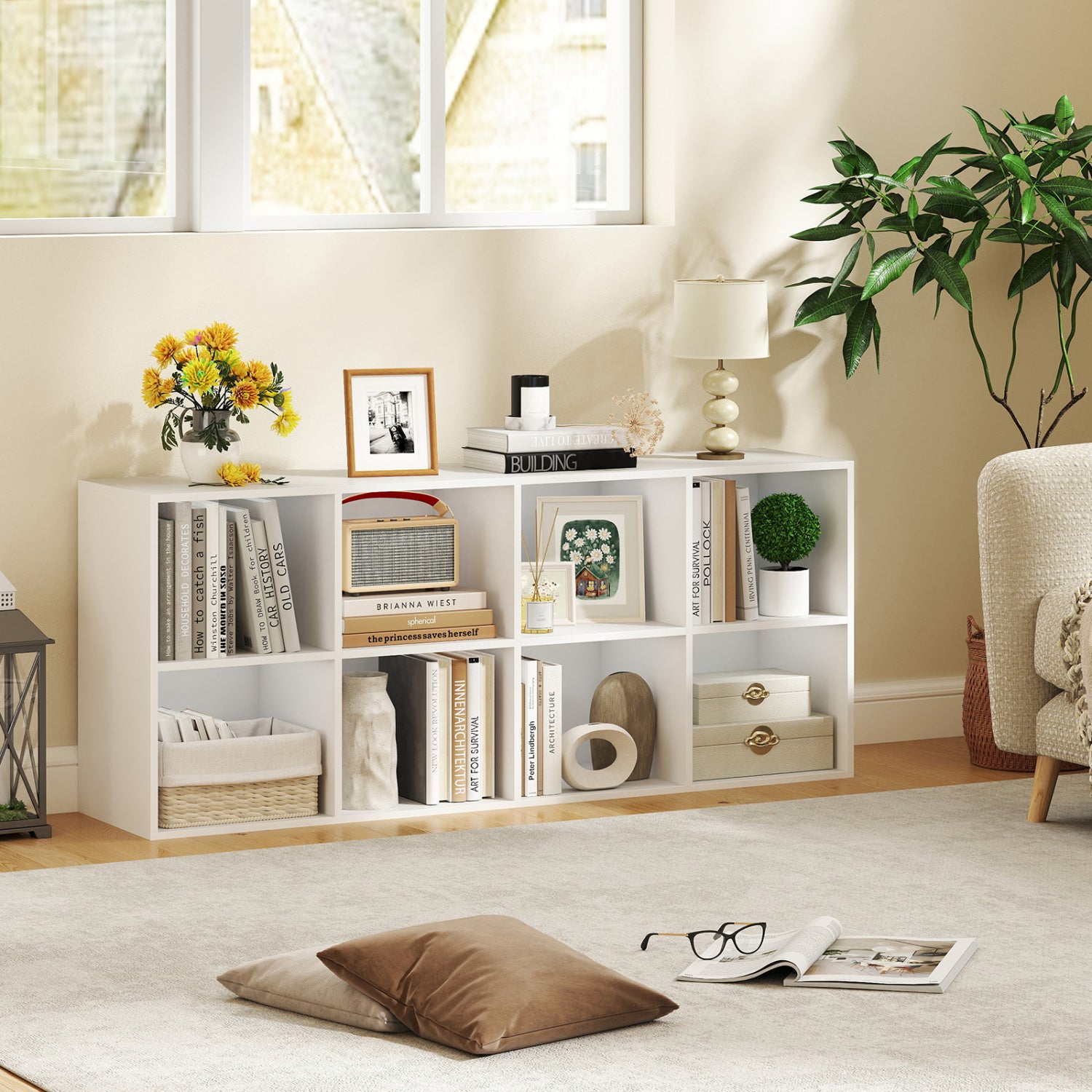 8-Cube Bookcase Bookshelf, Storage Organizer, White Bookcases at Gallery Canada