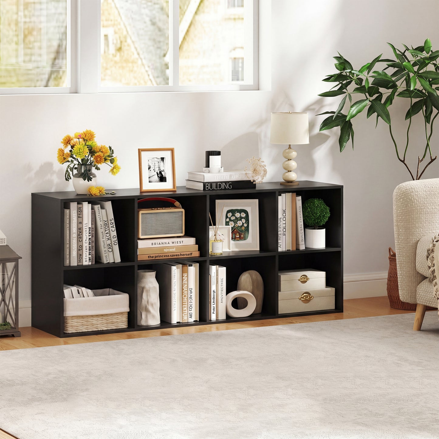 8-Cube Bookcase Bookshelf, Storage Organizer, Black Bookcases at Gallery Canada