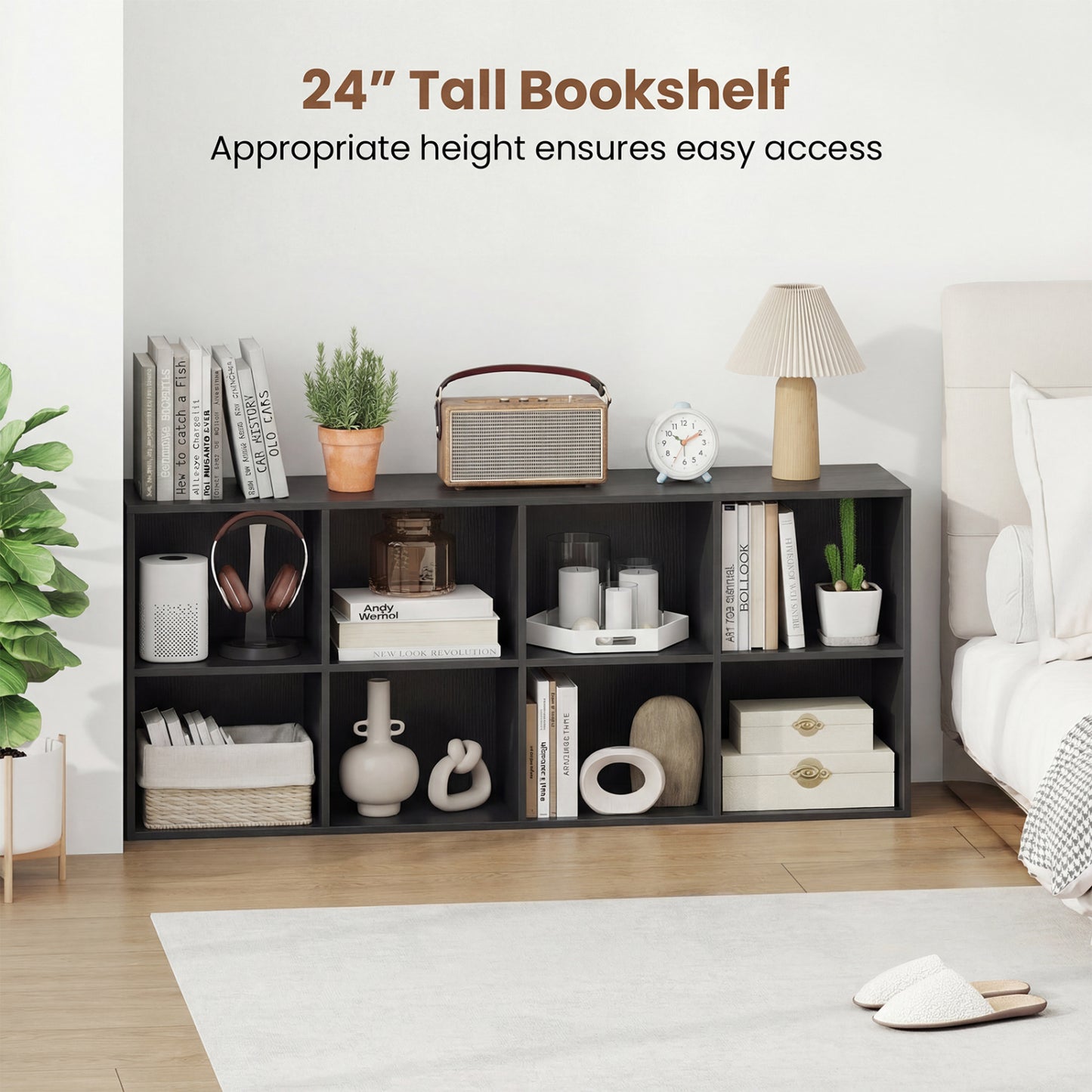 8-Cube Bookcase Bookshelf, Storage Organizer, Black Bookcases at Gallery Canada