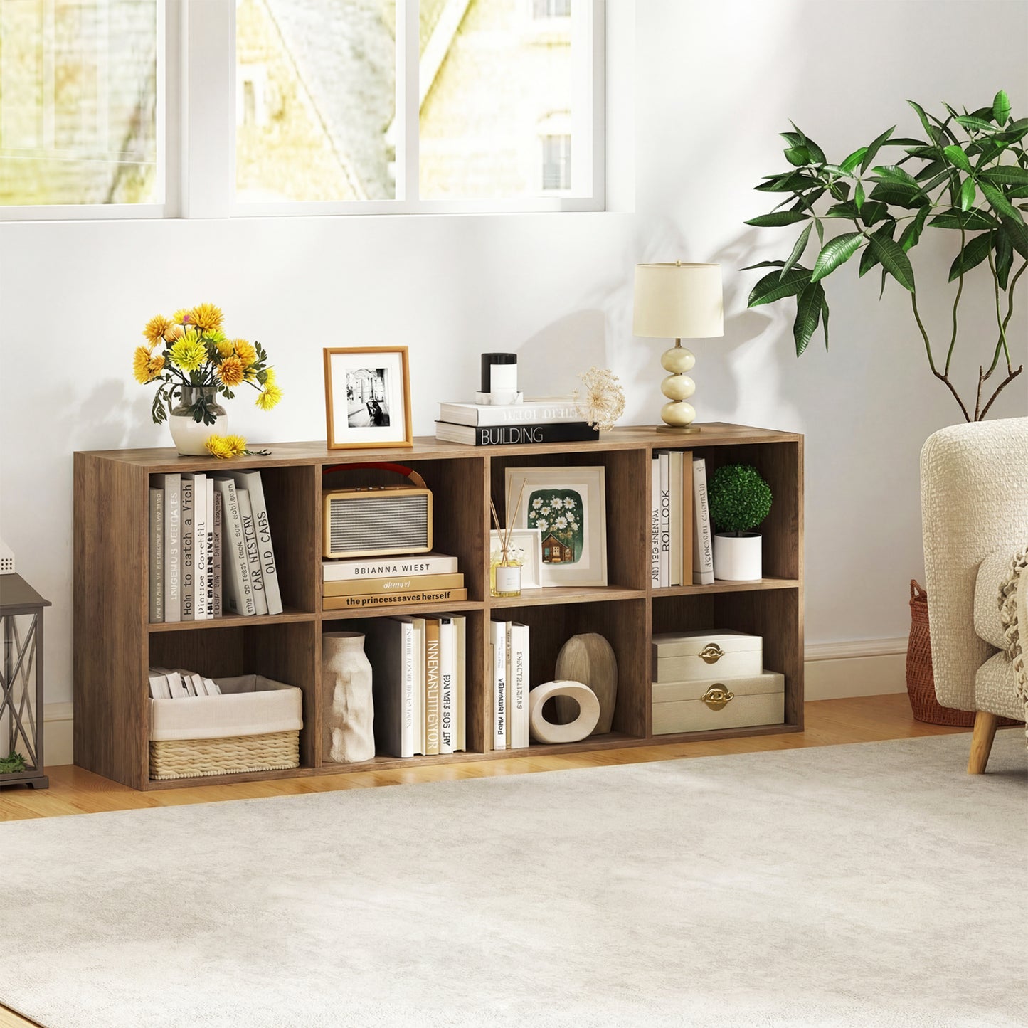 8-Cube Bookcase Bookshelf, Storage Organizer, Natural Bookcases at Gallery Canada