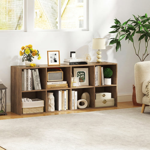8-Cube Bookcase Bookshelf, Storage Organizer, Natural