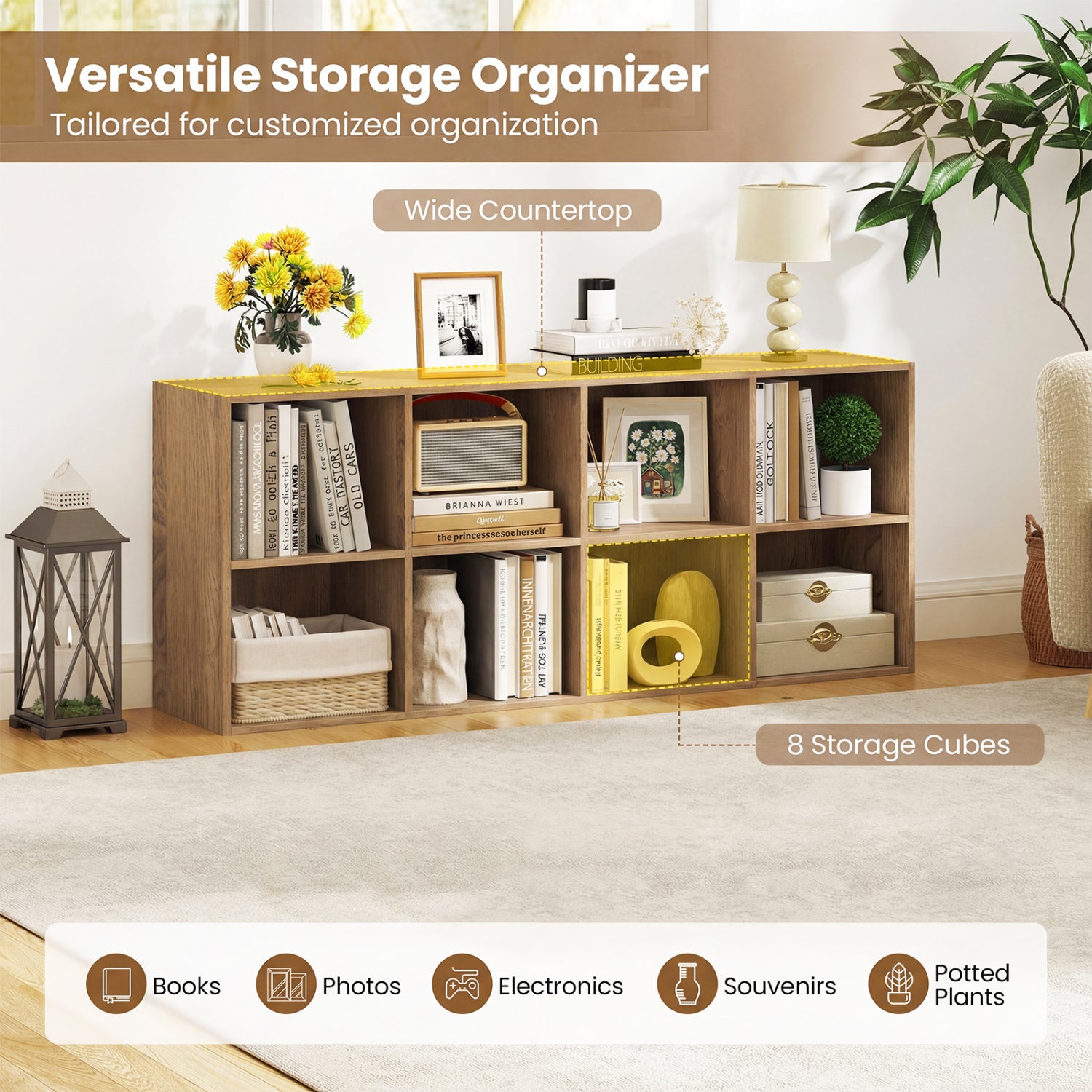 8-Cube Bookcase Bookshelf, Storage Organizer, Natural Bookcases at Gallery Canada