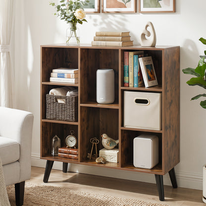 8-Cube Bookcase, with Raised Legs, Rustic Brown