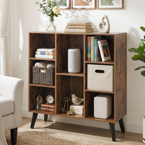 8-Cube Bookcase, with Raised Legs, Rustic Brown