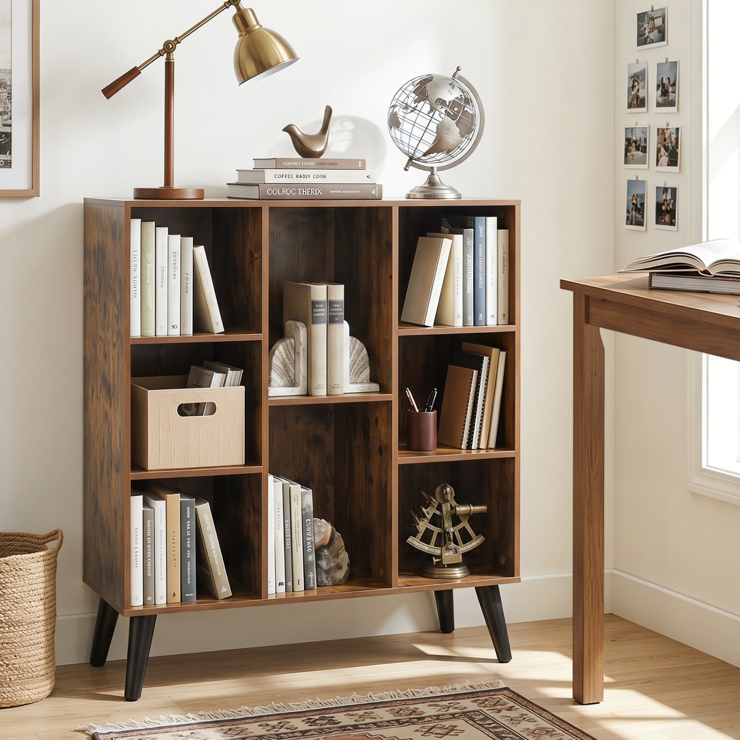 8-Cube Bookcase, with Raised Legs, Rustic Brown
