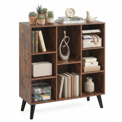 8-Cube Bookcase, with Raised Legs, Rustic Brown