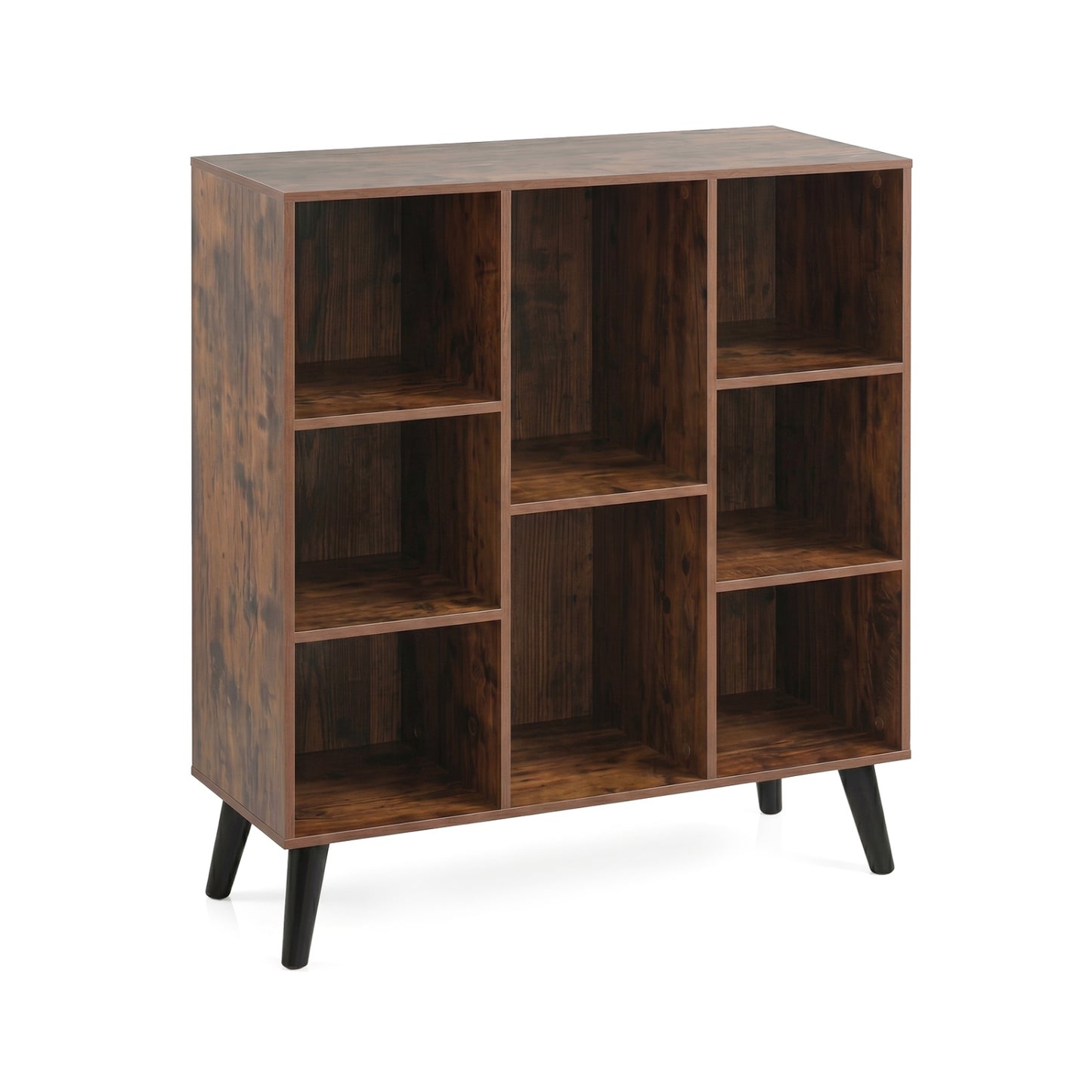 8-Cube Bookcase, with Raised Legs, Rustic Brown