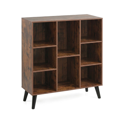 8-Cube Bookcase, with Raised Legs, Rustic Brown