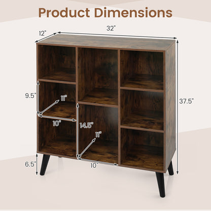 8-Cube Bookcase, with Raised Legs, Rustic Brown