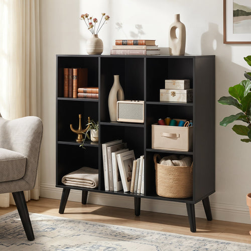 8-Cube Bookcase with Raised Legs, Black