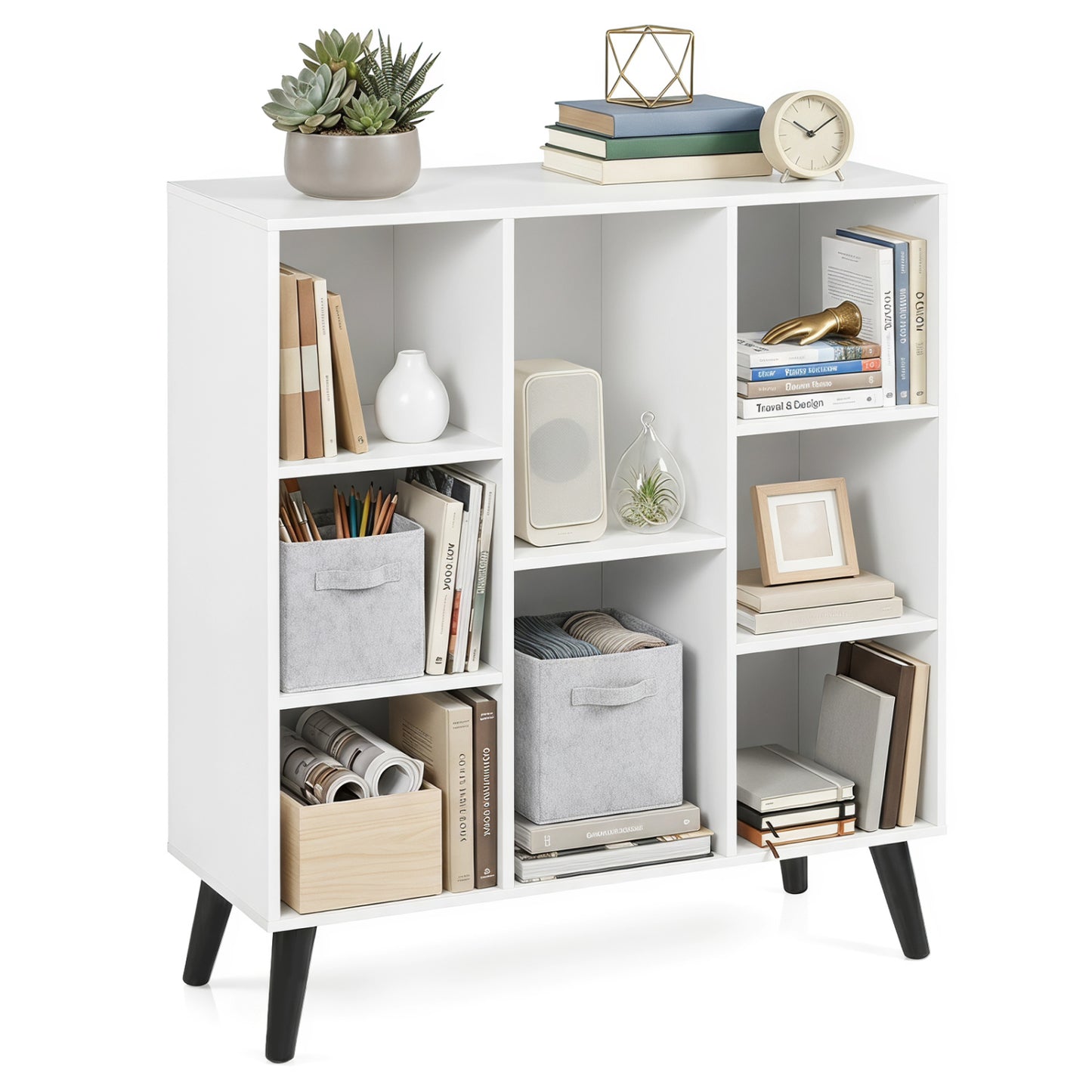 8-Cube Bookcase With Raised Legs, White