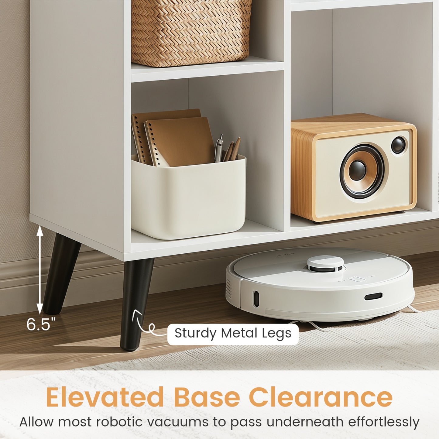 8-Cube Bookcase With Raised Legs, White