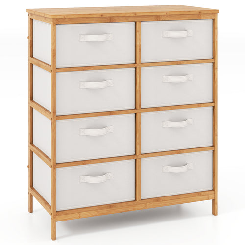 8 Drawers Dresser With Removable Fabric Bins, Beige