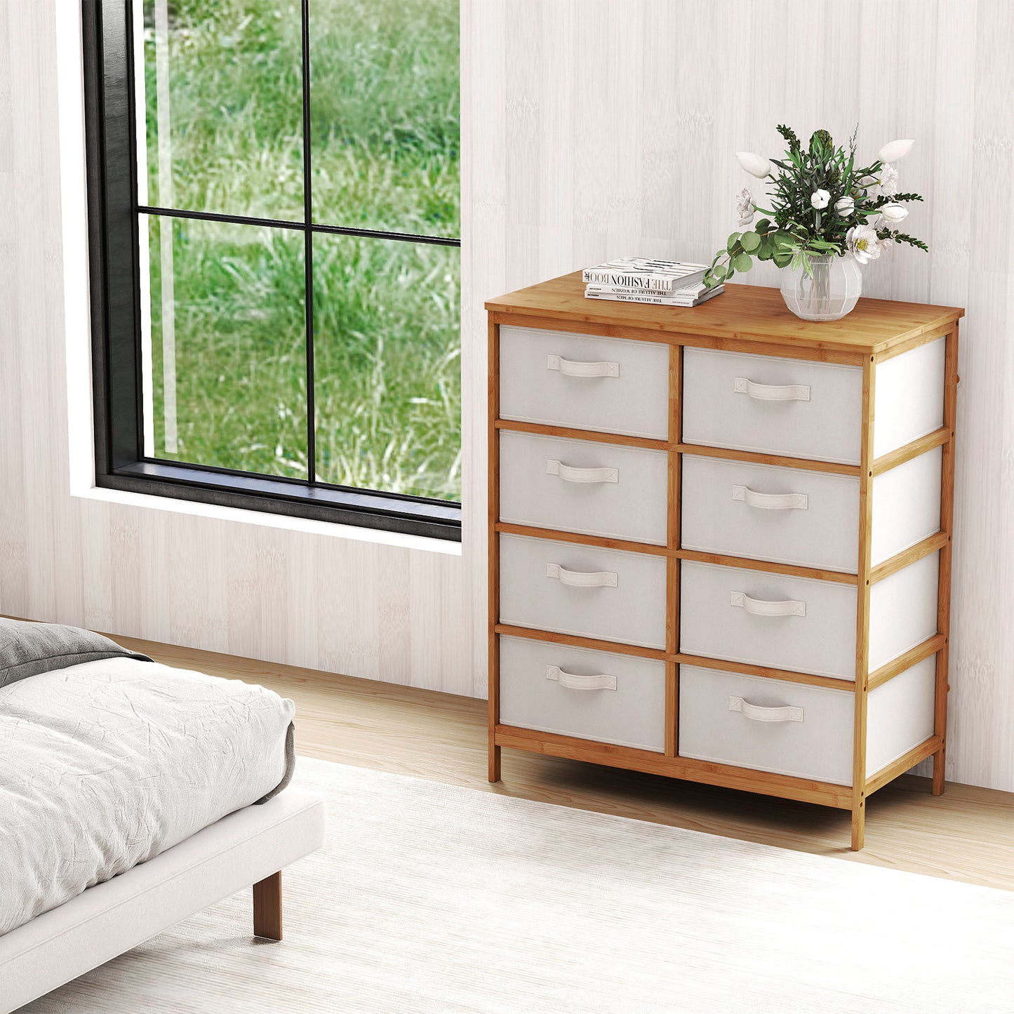 8 Drawers Dresser With Removable Fabric Bins, Beige Dressers & Chests at Gallery Canada
