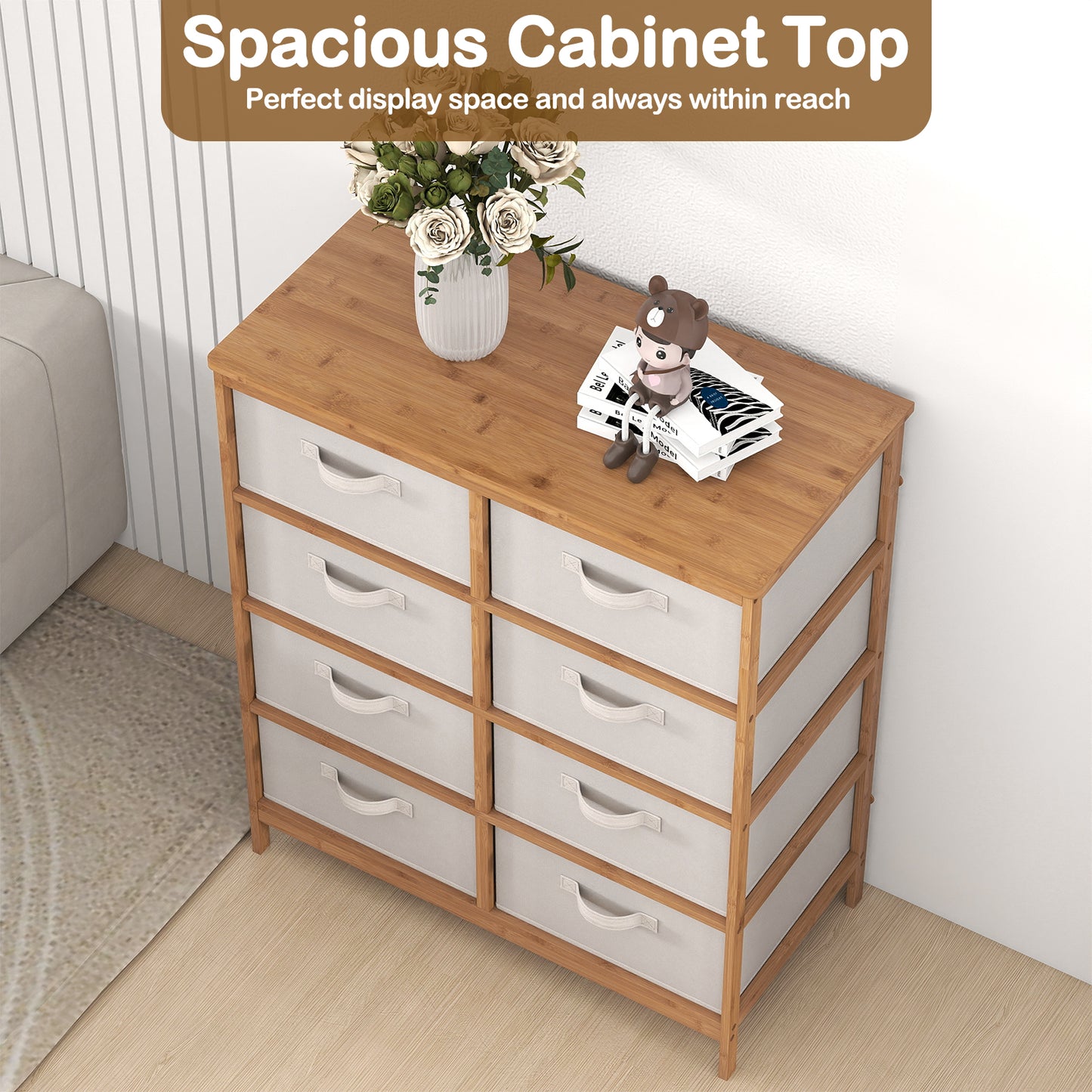 8 Drawers Dresser With Removable Fabric Bins, Beige Dressers & Chests at Gallery Canada