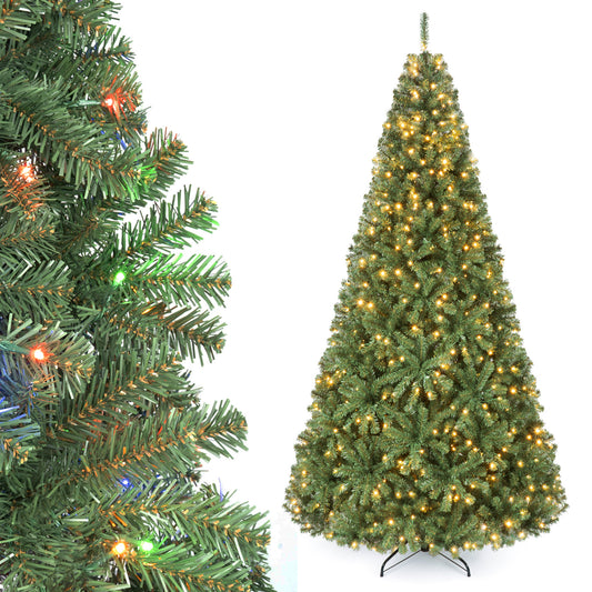 8 FT Artificial Christmas Tree, Folding Stand, 2 Lighting Colors Christmas Tree Green at Gallery Canada