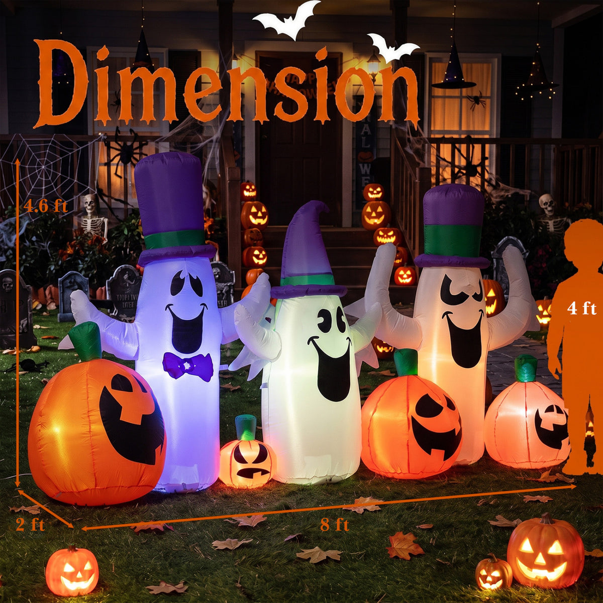 8 FT Blow Up Ghosts, Pumpkins, RGB LED, Halloween Halloween at Gallery Canada