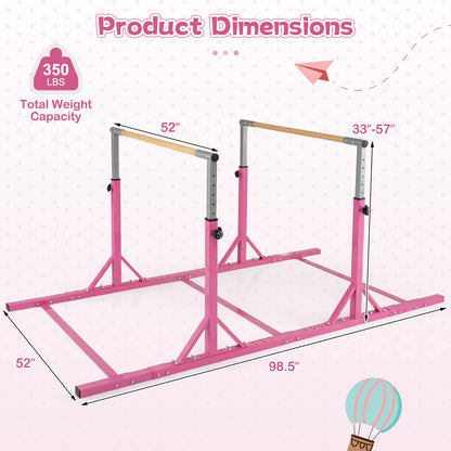 8 FT Double Horizontal Bars with 13-Level Adjustable Heights and 6-Level Adjustable Width, Pink Yoga Accessories at Gallery Canada