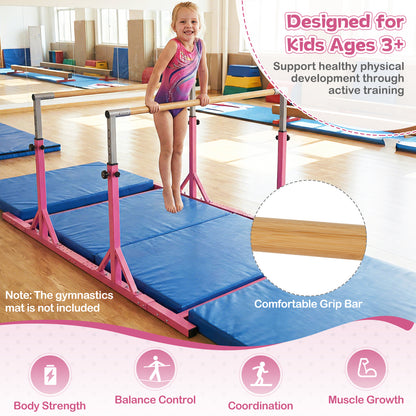 8 FT Double Horizontal Bars with 13-Level Adjustable Heights and 6-Level Adjustable Width, Pink Yoga Accessories at Gallery Canada