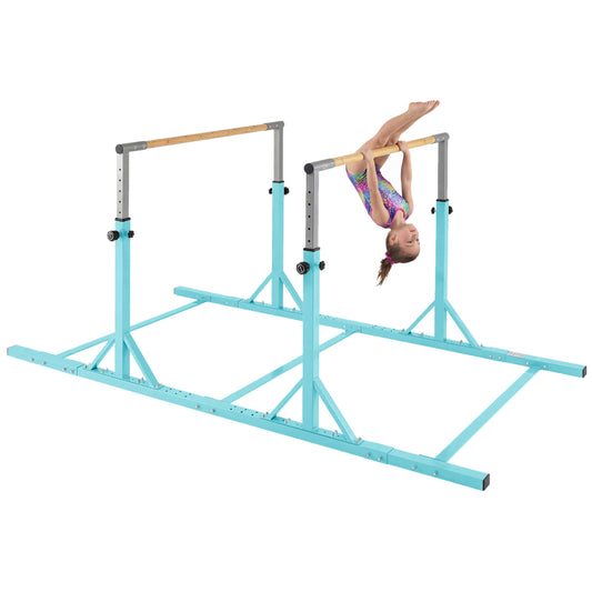 8 FT Double Horizontal Bars with 13-Level Adjustable Heights, Green Yoga Accessories Green at Gallery Canada