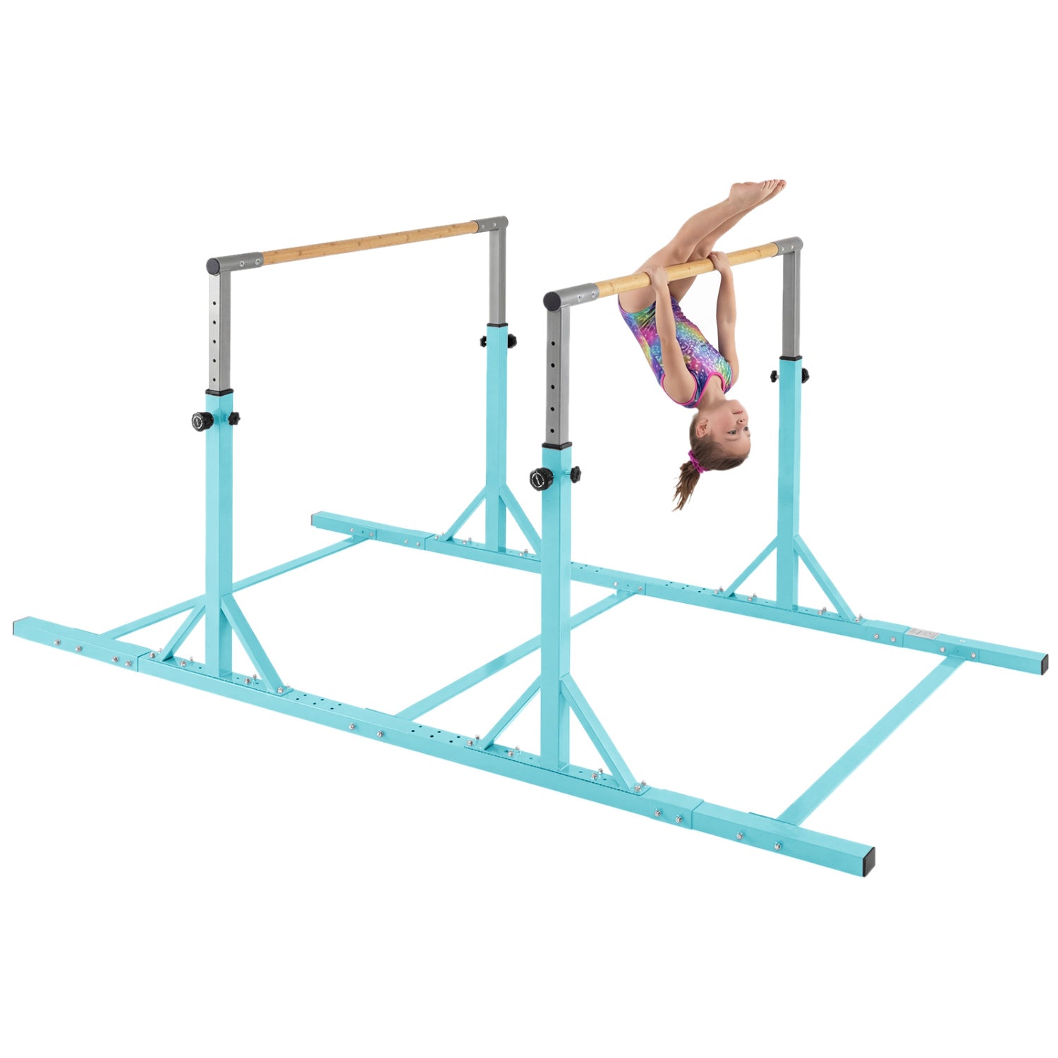 8 FT Double Horizontal Bars with 13-Level Adjustable Heights, Green Yoga Accessories Green at Gallery Canada