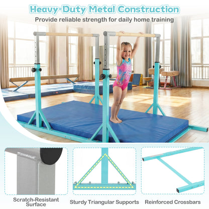 8 FT Double Horizontal Bars with 13-Level Adjustable Heights, Green Yoga Accessories at Gallery Canada
