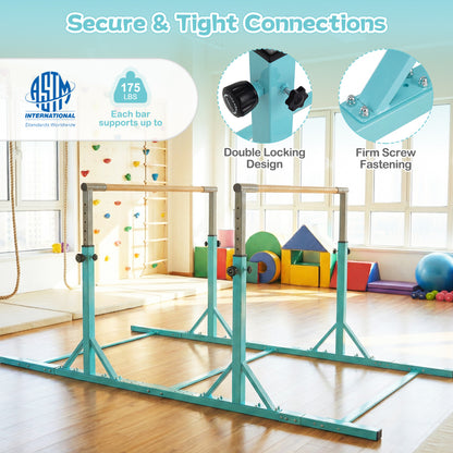 8 FT Double Horizontal Bars with 13-Level Adjustable Heights, Green Yoga Accessories at Gallery Canada