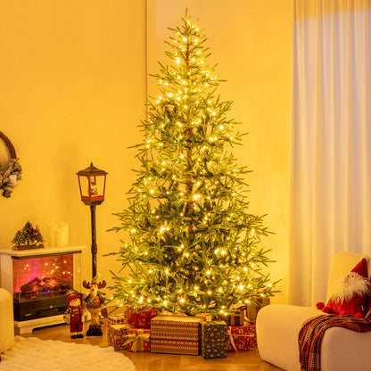 8 FT Pre-Lit Artificial Christmas Tree Hinged Xmas Tree with 400 Warm White & Multicolored LED Lights, Green Christmas Tree at Gallery Canada