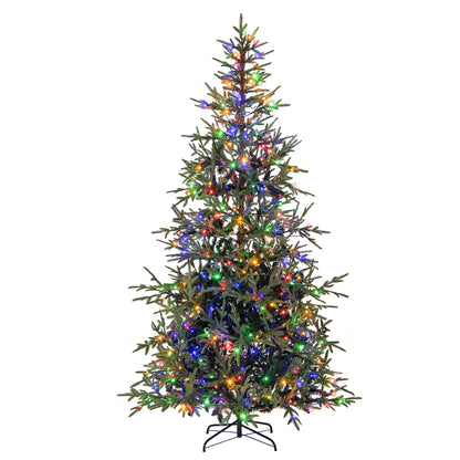 8 FT Pre-Lit Artificial Christmas Tree Hinged Xmas Tree with 400 Warm White & Multicolored LED Lights, Green Christmas Tree at Gallery Canada