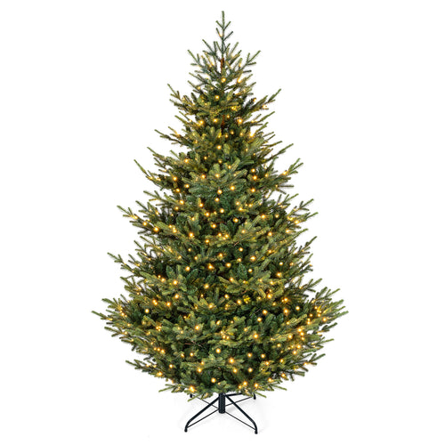 8 FT Pre-Lit Artificial Christmas Tree, 450 Warm White LED Lights, Green