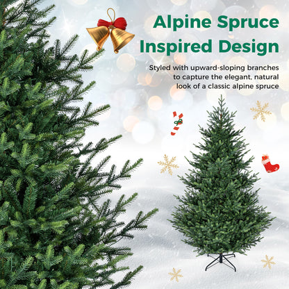 Sapin de Noël artificiel pré-éclairé de 8 pieds, 450 lumières LED blanc chaud, vert