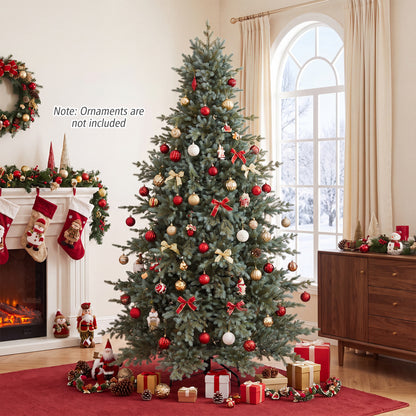 8 FT Pre-Lit Artificial Christmas Tree, 630 Warm White LED Lights, Green