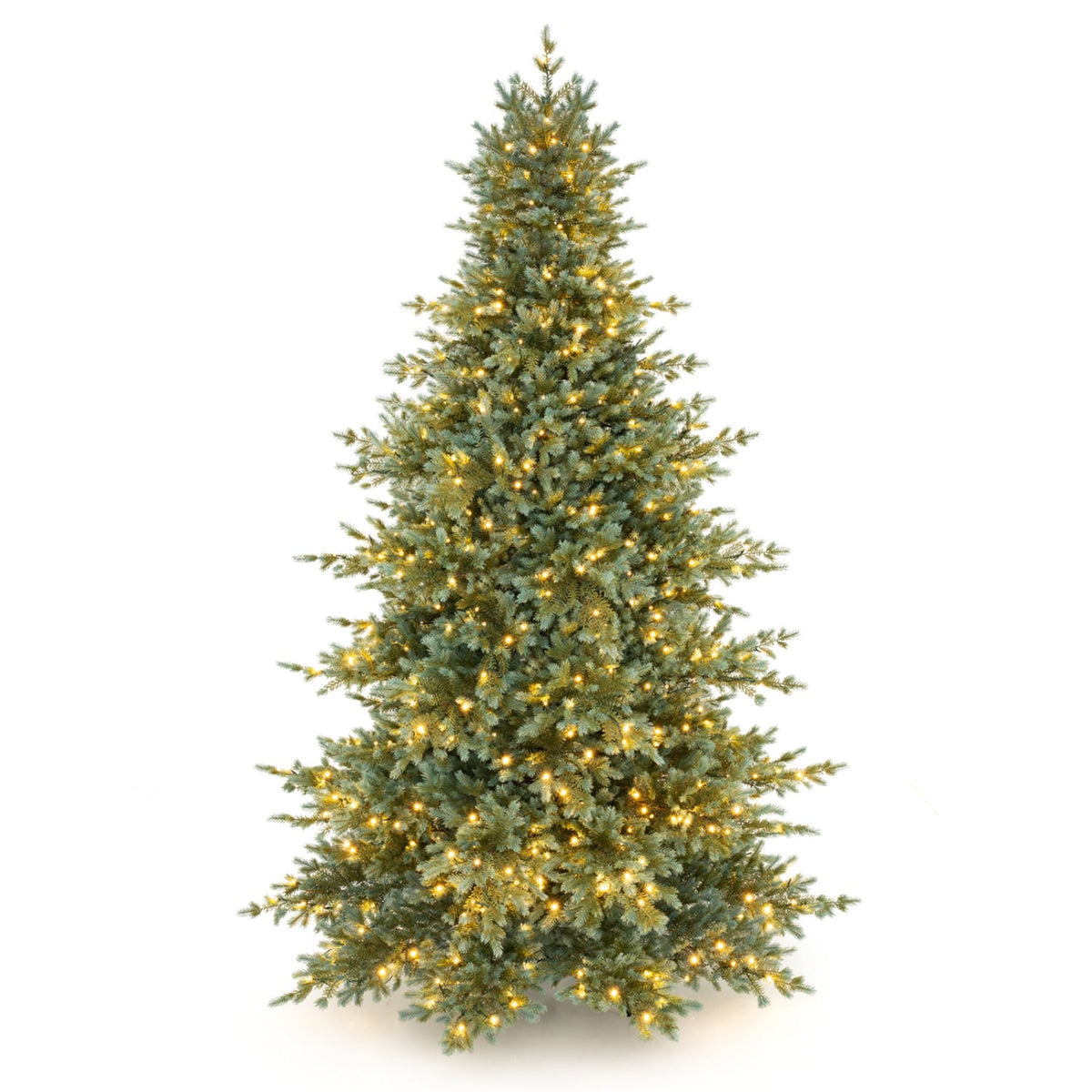 8 FT Pre-Lit Artificial Christmas Tree, 630 Warm White LED Lights, Green