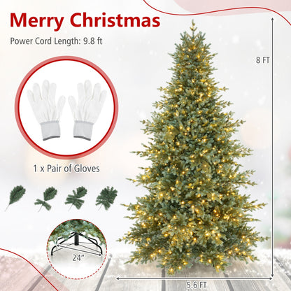 8 FT Pre-Lit Artificial Christmas Tree, 630 Warm White LED Lights, Green