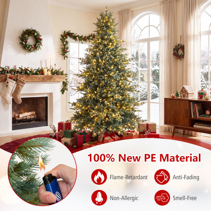 8 FT Pre-Lit Artificial Christmas Tree, 630 Warm White LED Lights, Green