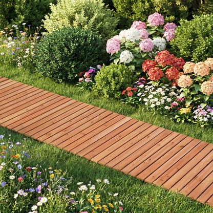 8 FT Wooden Garden Pathway, Non-Slip Surface, Patio, Natural Decorative Fencing & Flooring at Gallery Canada