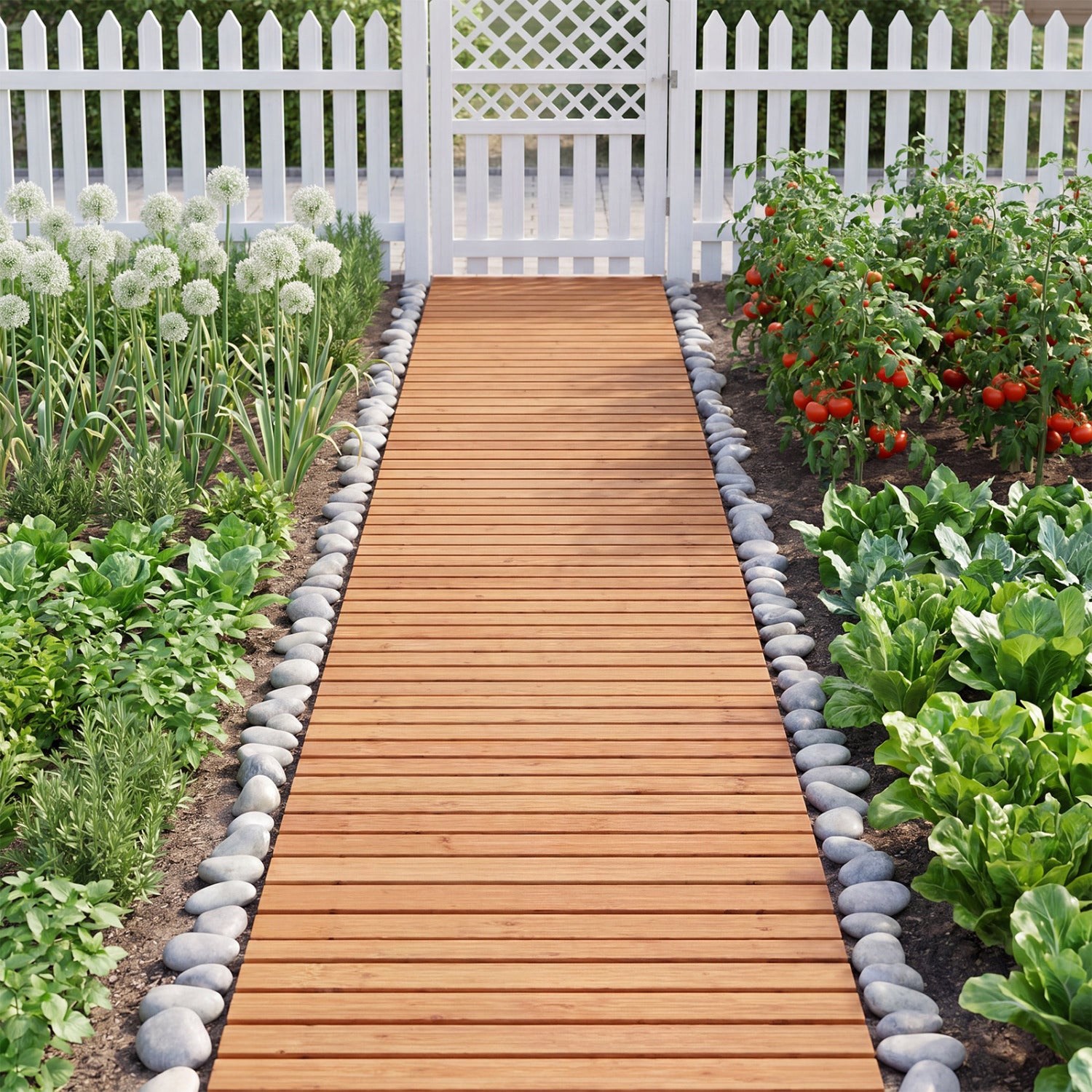 8 FT Wooden Garden Pathway, Non-Slip Surface, Patio, Natural Decorative Fencing & Flooring at Gallery Canada