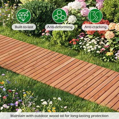 8 FT Wooden Garden Pathway, Non-Slip Surface, Patio, Natural Decorative Fencing & Flooring at Gallery Canada