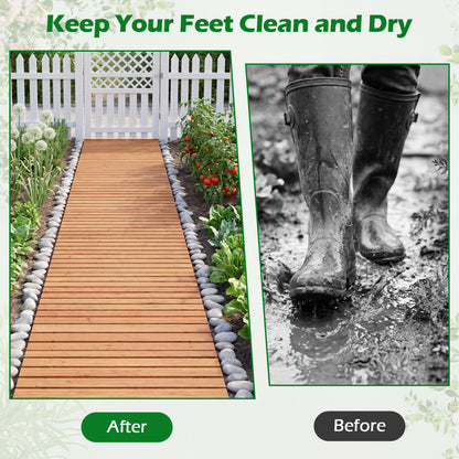 8 FT Wooden Garden Pathway, Non-Slip Surface, Patio, Natural Decorative Fencing & Flooring at Gallery Canada