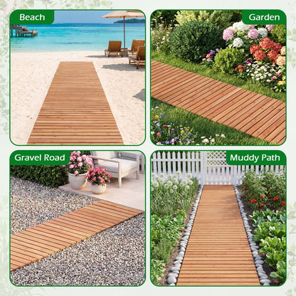 8 FT Wooden Garden Pathway, Non-Slip Surface, Patio, Natural Decorative Fencing & Flooring at Gallery Canada