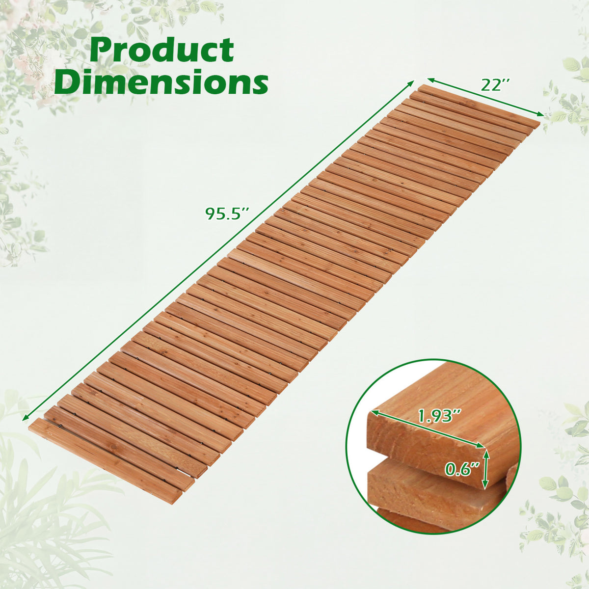 8 FT Wooden Garden Pathway, Non-Slip Surface, Patio, Natural Decorative Fencing & Flooring at Gallery Canada