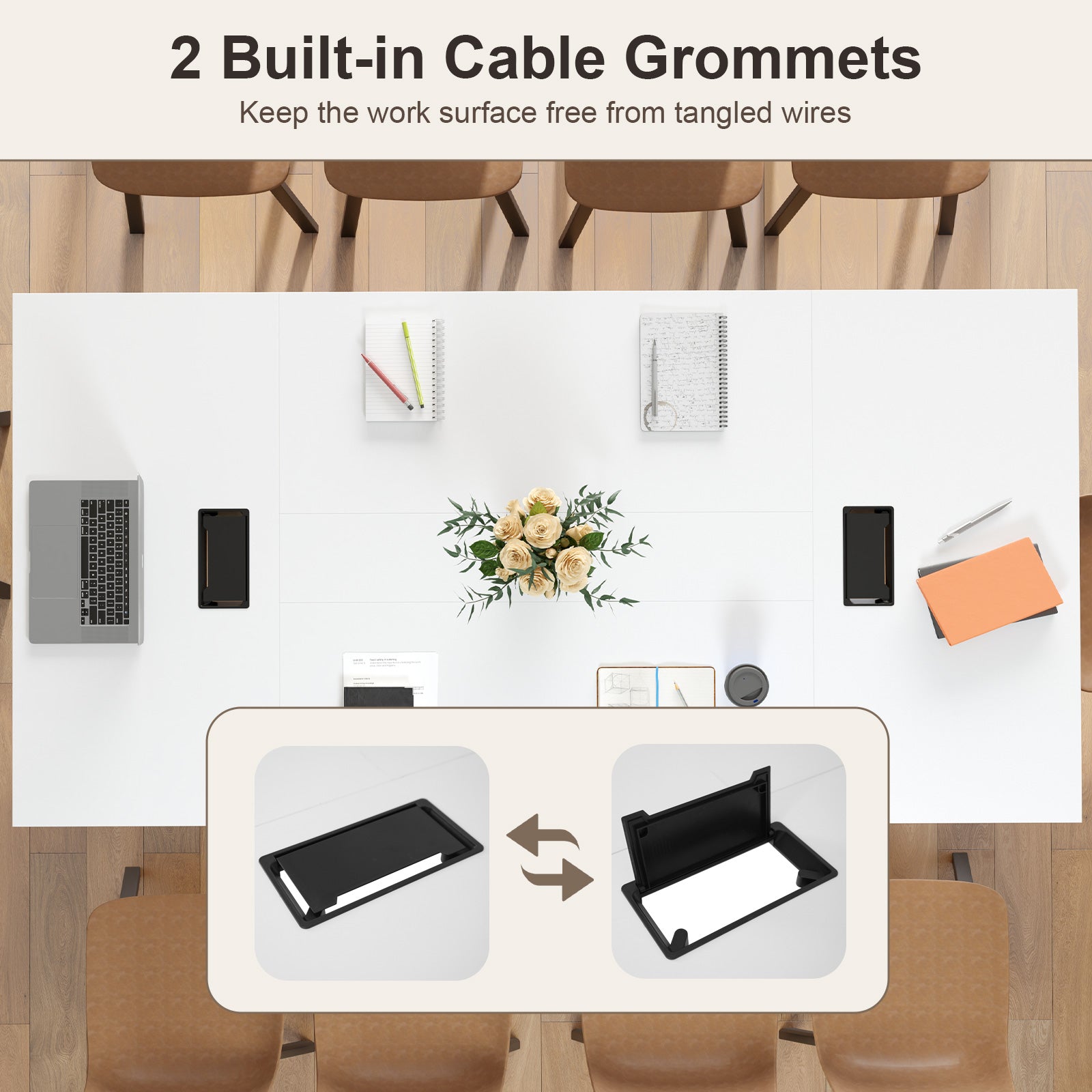 8 Feet Conference Room Table Large Meeting Table Seats up to 10 People, White Standing Desks at Gallery Canada