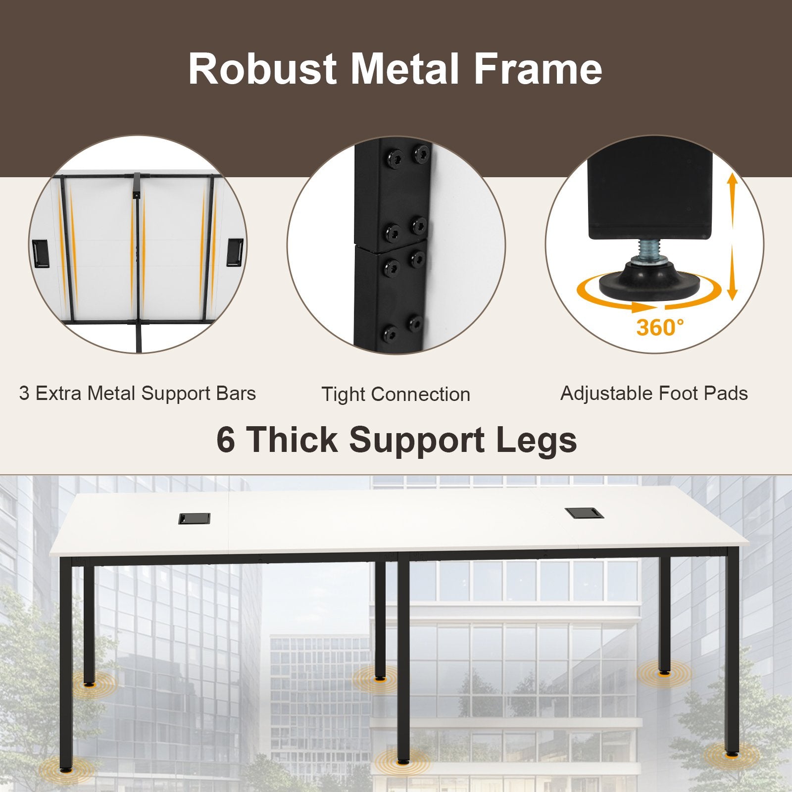 8 Feet Conference Room Table Large Meeting Table Seats up to 10 People, White Standing Desks at Gallery Canada